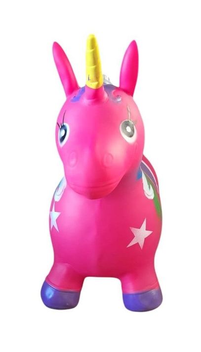 Unicornio Saltarín Inflable Con Sonido Fucsia Morado	-2