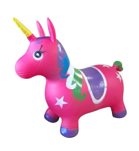 Unicornio Saltarín Inflable Con Sonido Fucsia Morado	-4