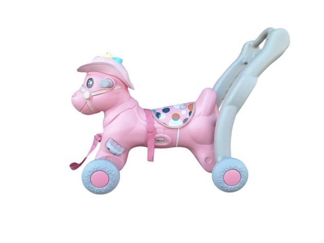Correpasillos Y Balancín Caballo 2 En 1 Rosado        -0
