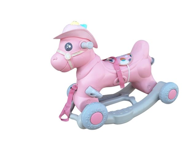 Correpasillos Y Balancín Caballo 2 En 1 Rosado        -1