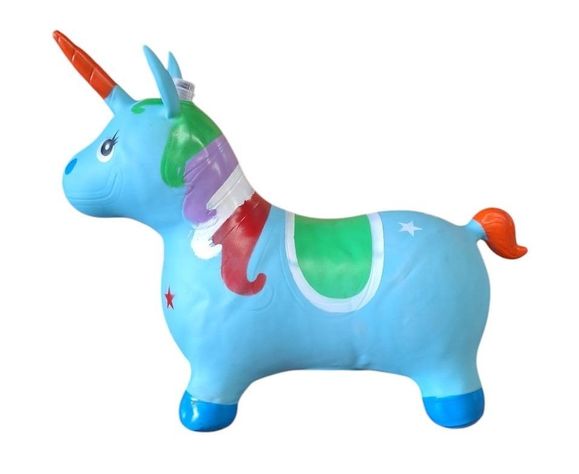 Unicornio Saltarín Inflable Con Sonido Celeste	-3