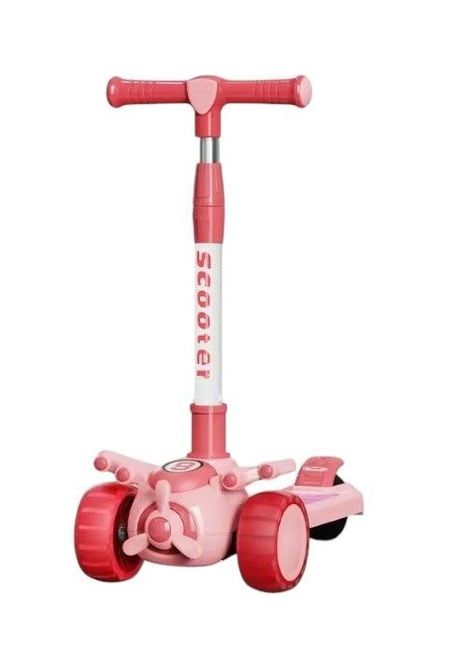 Scooter Monopatín Niños Avión Rosado-0
