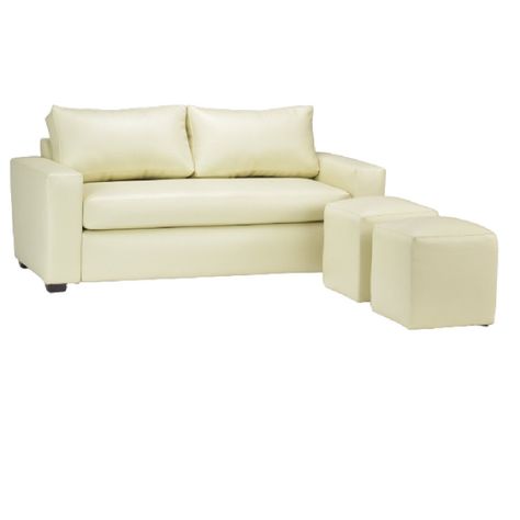 Sofá BILDUN Romme Meliss 3 Cuerpos Ecocuero Marfil +2pouf-1