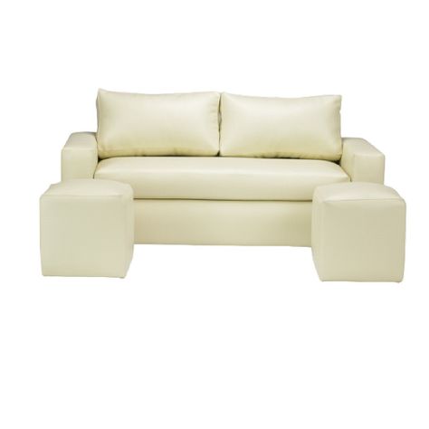 Sofá BILDUN Romme Meliss 3 Cuerpos Ecocuero Marfil +2pouf-0