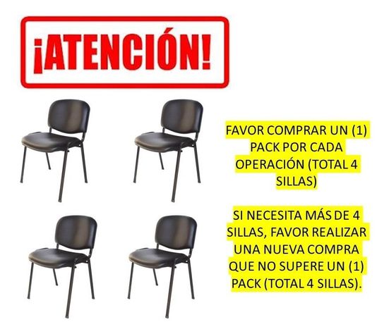 Pack 4 Sillas Tapizada Ecocuero Recepción Cacino-1