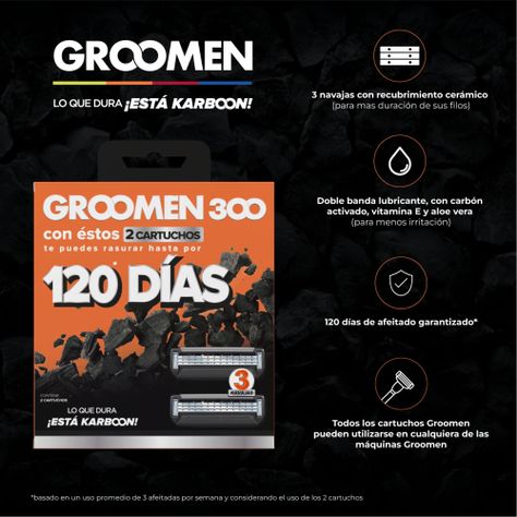 Repuesto Maquina Afeitar Groomen 300 X 2 Repuestos-1