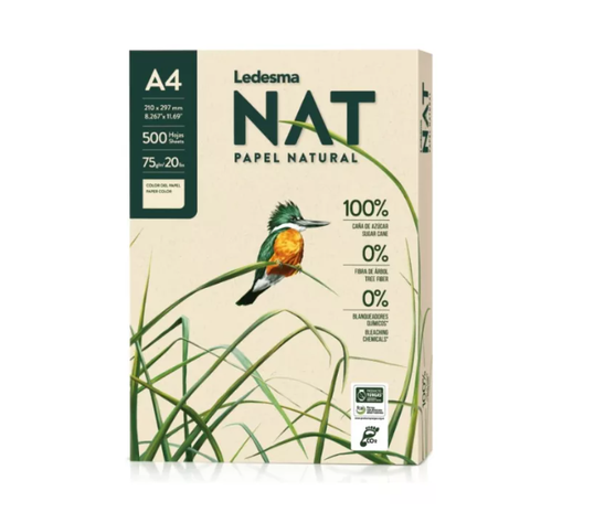 Resma A4 Ledesma Natural Ecológica 500 Hojas Caña De Azúcar-0
