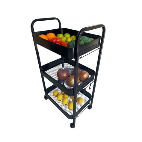 Carrito Organizador con Ruedas 3 Niveles Negro-1
