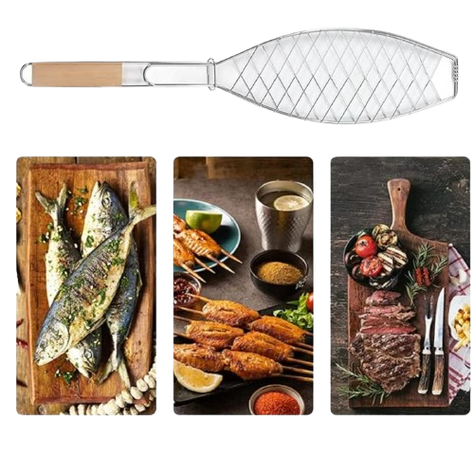 Rejilla para Asar Pescado Madera Stelen-6