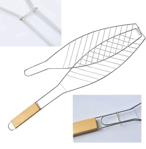 Rejilla para Asar Pescado Madera Stelen-2
