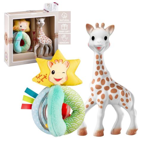 Set Sophie La Girafe + Sonajero Peluche-regalo Recién Nacido-1