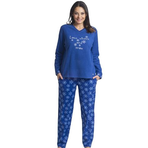 Pijama micropolar con bordado azul Art 31541-0