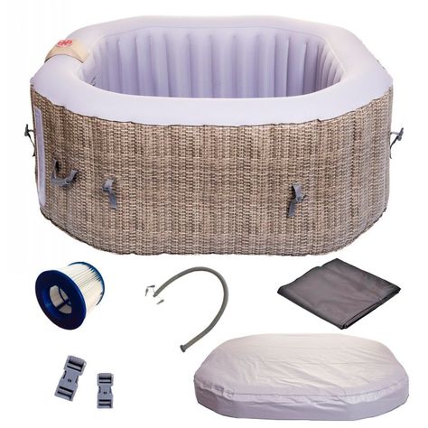 Jacuzzi Spa inflable Luxury 125 Rattan 4 personas -0