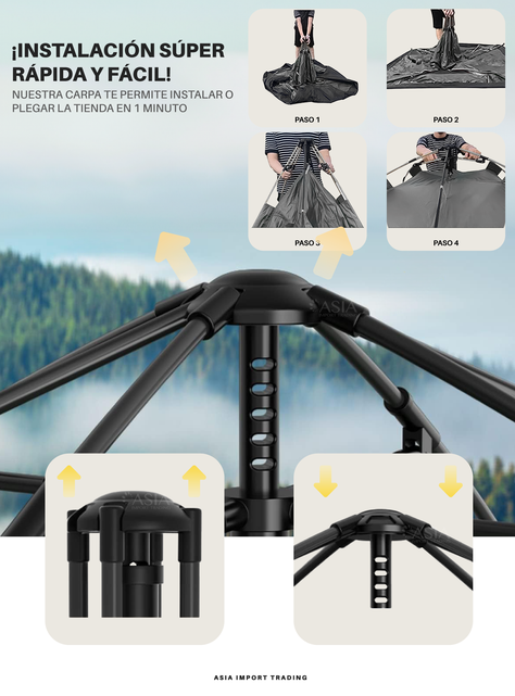 Carpa Autoarmable con doble puerta diseño camuflaje-2