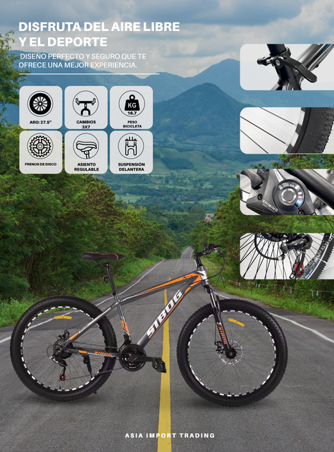 Bicicleta Mountain Bike Aro 27,5 Naranja-1