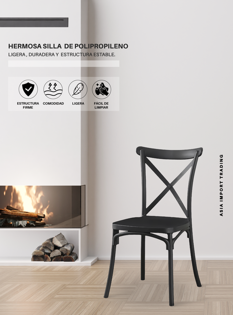 Silla Negra con Respaldo Cruzado-1