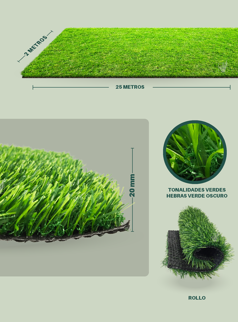 Pasto Sintético 20 milímetros espesor 50 mt2-1