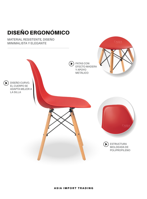 Silla estilo moderno Roja-2