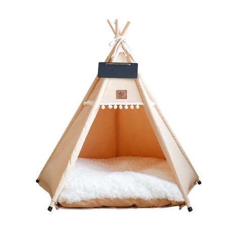 Cama Carpa Tipi para Mascotas Estilo Boho-Nórdico Beige-0