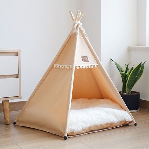Cama Carpa Tipi para Mascotas Estilo Boho-Nórdico Beige-1