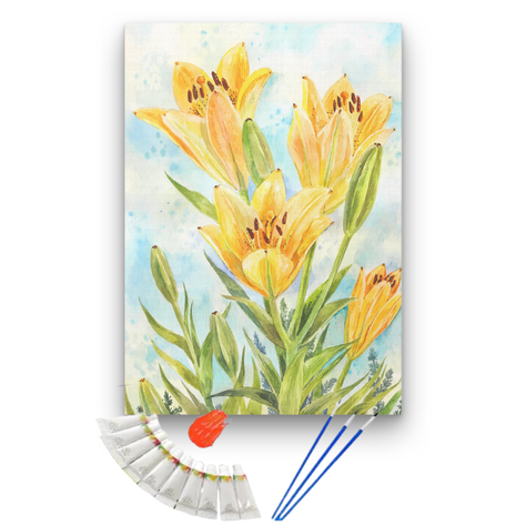 Pintura por números 25x35cm en bastidor Flores amarillas - Painting by number-1
