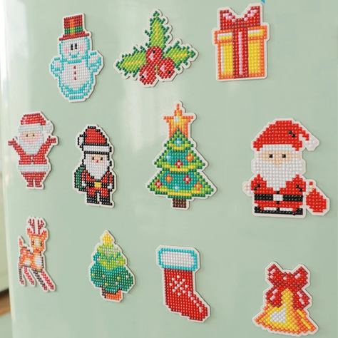 Imán de pintura con diamantes Navidad-1