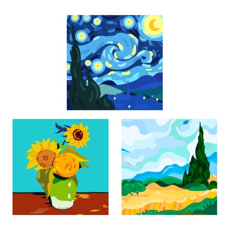 Set Pintura Por Números X3 - Mini Van Gogh 20x20-0