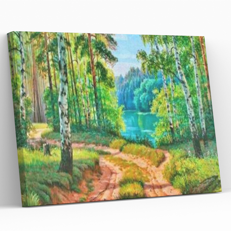 Pintura con Diamantes Camino por El Bosque - Diamond Painting 40x50 CM-0