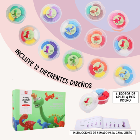 Arcilla Mágica Set x 12 Dinosaurios-3