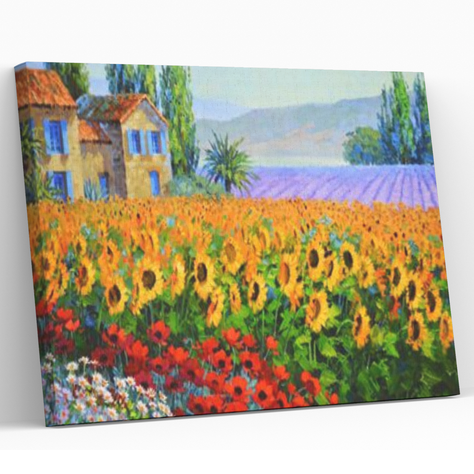 Pintura con Diamantes Paisaje Girasoles - Diamond Painting 40x50 CM-0