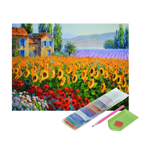 Pintura con Diamantes Paisaje Girasoles - Diamond Painting 40x50 CM-1