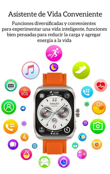 SMARTWATCH INTELIGENTE Z88 PRO PANTALLA CURVE 3D DOBLE STRAP NARANJO-2