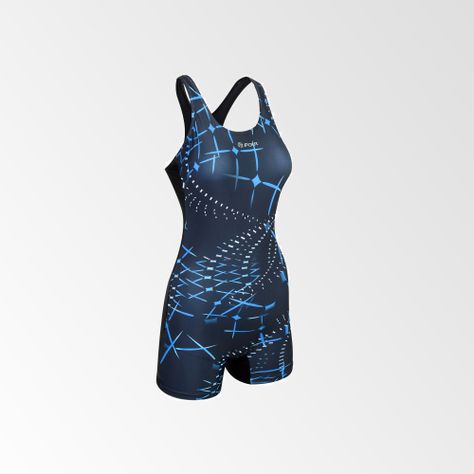 Traje de Baño Mujer Boxer Azul Rey-Negro-0
