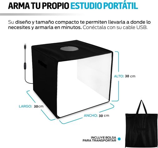 Mini Estudio Fotográfica 30x30 Caja Luz Fotografía Luces Led-3