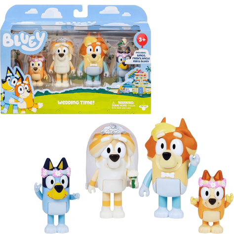 Bluey Pack 4 Figuras De 6 Cm. Tiempo De Boda-0