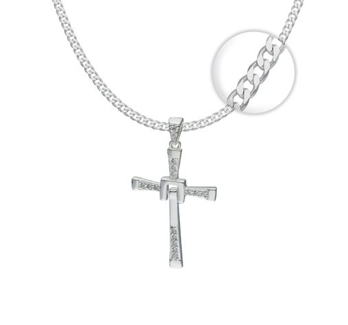 Collar Cruz Toretto Pequeña Plata 925 60Cm-0