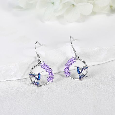 Aros colibrí Lavanda plata 925-1