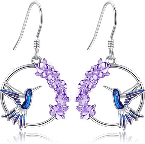 Aros colibrí Lavanda plata 925-0