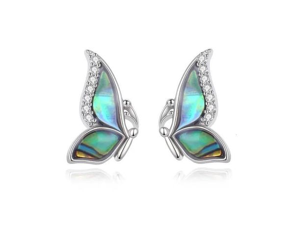 Aros Mariposa Multicolor Tornasol Plata 925-0