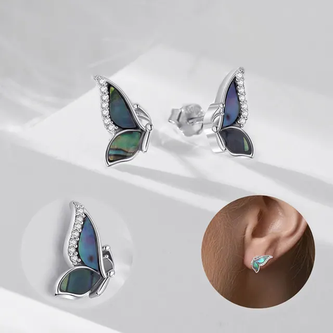 Aros Mariposa Multicolor Tornasol Plata 925-1