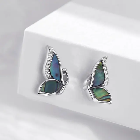 Aros Mariposa Multicolor Tornasol Plata 925-2