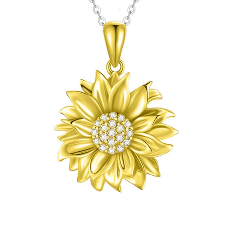 Collar Girasol Plata 925 Baño Oro Mujer-0