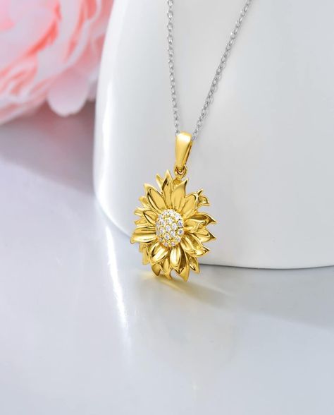 Collar Girasol Plata 925 Baño Oro Mujer-1