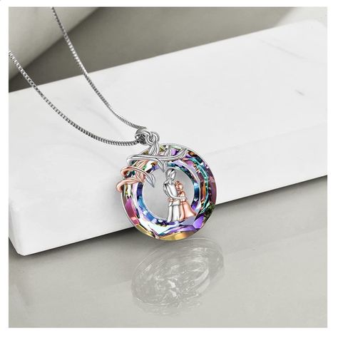 Collar Mamá Hija Cristal Plata S925-1