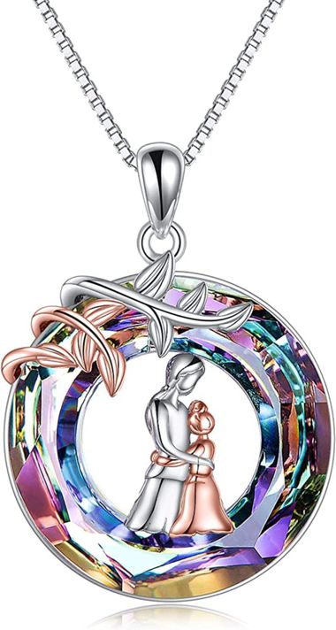Collar Mamá Hija Cristal Plata S925-0