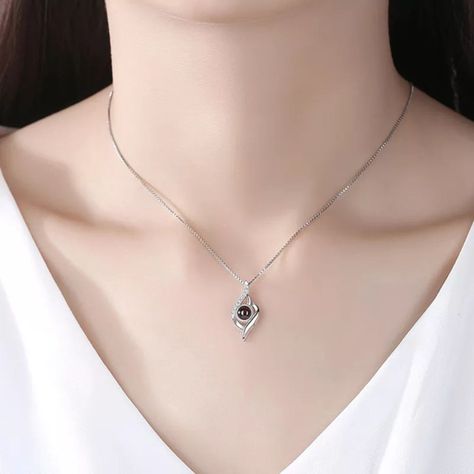 Collar Te Amo En 100 Idiomas Plata 925 Gota De Agua-3