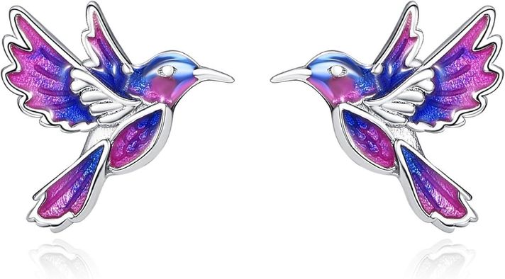 Aros Colibrí Multicolores Plata 925 -0