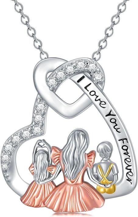Collar mamá dos hijos plata 925-0
