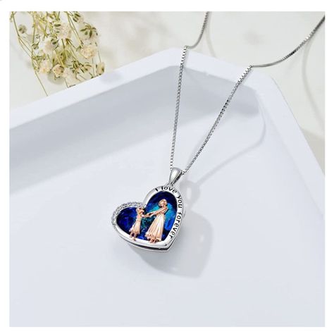 Collar Mamá Hija Corazón Cristal Plata 925-1