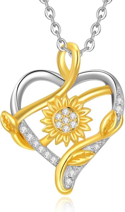 Collar Girasol Elegante Plata 925 Mujer Joya-0